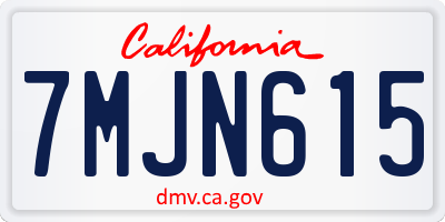 CA license plate 7MJN615