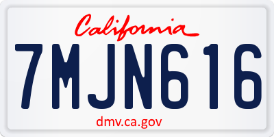 CA license plate 7MJN616