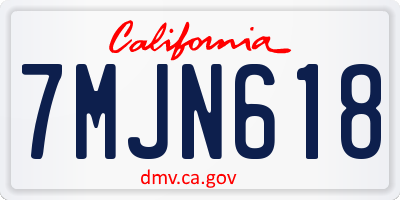 CA license plate 7MJN618