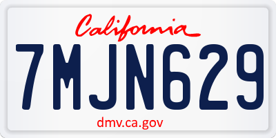 CA license plate 7MJN629