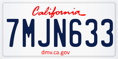 CA license plate 7MJN633