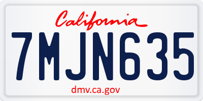 CA license plate 7MJN635