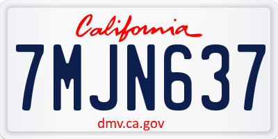 CA license plate 7MJN637