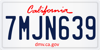 CA license plate 7MJN639