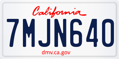 CA license plate 7MJN640