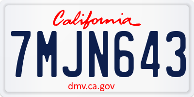 CA license plate 7MJN643