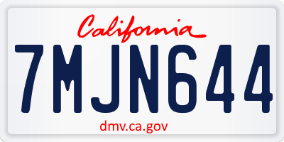 CA license plate 7MJN644