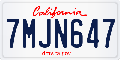 CA license plate 7MJN647