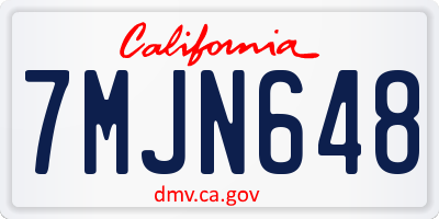 CA license plate 7MJN648