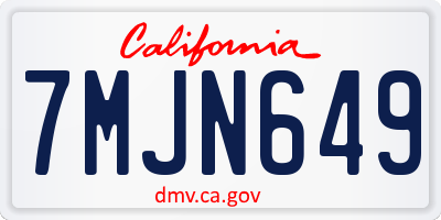 CA license plate 7MJN649