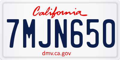 CA license plate 7MJN650