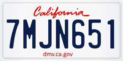 CA license plate 7MJN651