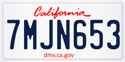 CA license plate 7MJN653