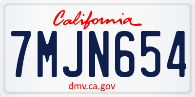 CA license plate 7MJN654