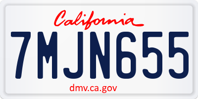 CA license plate 7MJN655