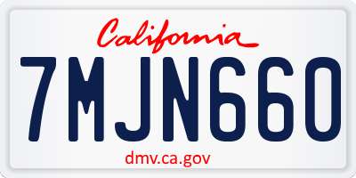 CA license plate 7MJN660