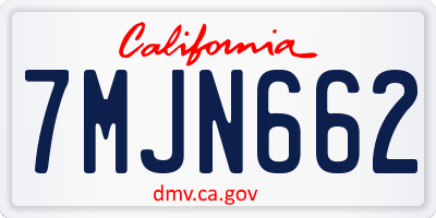 CA license plate 7MJN662