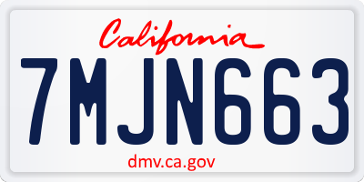 CA license plate 7MJN663