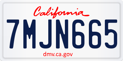 CA license plate 7MJN665