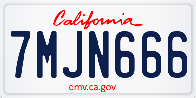 CA license plate 7MJN666