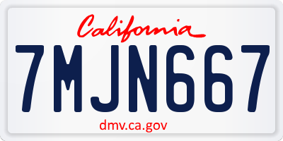 CA license plate 7MJN667