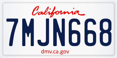 CA license plate 7MJN668