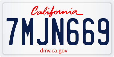 CA license plate 7MJN669