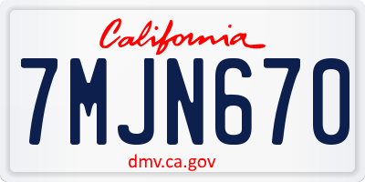 CA license plate 7MJN670