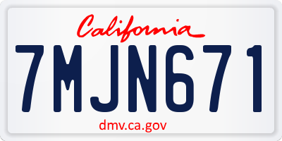 CA license plate 7MJN671