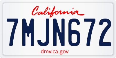 CA license plate 7MJN672