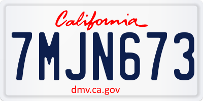 CA license plate 7MJN673