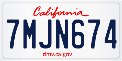 CA license plate 7MJN674