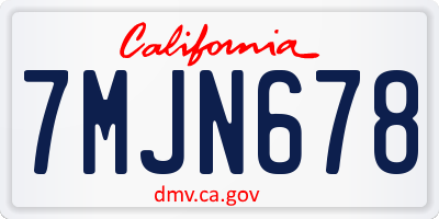 CA license plate 7MJN678