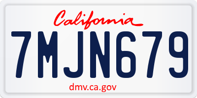 CA license plate 7MJN679