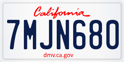 CA license plate 7MJN680