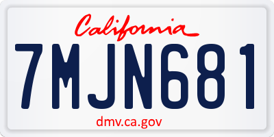 CA license plate 7MJN681