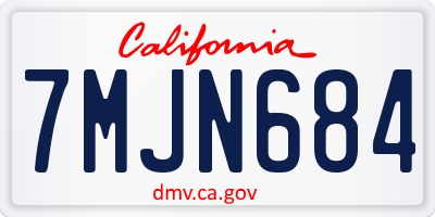 CA license plate 7MJN684