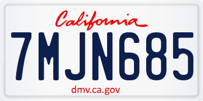 CA license plate 7MJN685