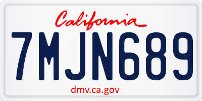 CA license plate 7MJN689