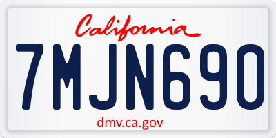 CA license plate 7MJN690