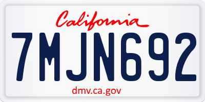 CA license plate 7MJN692