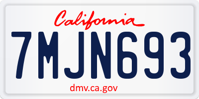 CA license plate 7MJN693