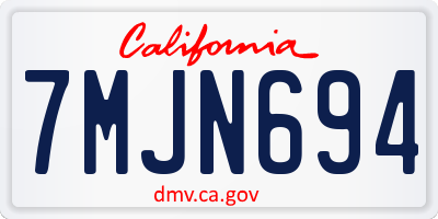 CA license plate 7MJN694