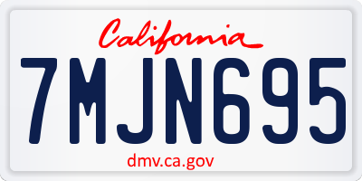 CA license plate 7MJN695