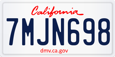 CA license plate 7MJN698