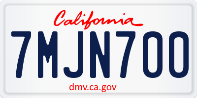 CA license plate 7MJN700