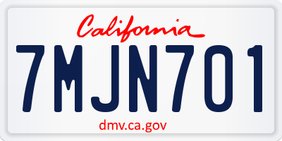 CA license plate 7MJN701