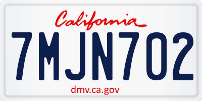 CA license plate 7MJN702