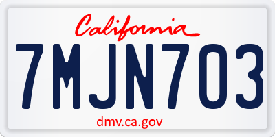 CA license plate 7MJN703