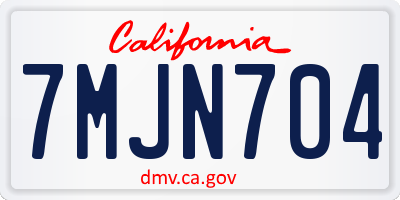 CA license plate 7MJN704